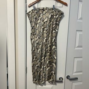Snake Print Midi Skirt - Beige/Black